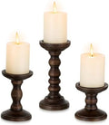 Romadedi Wood Candle Holders for Pillar, Dark Brown, Set of 3 by ROMADEDI
