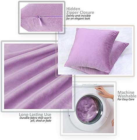 Nestl Throw Pillow Covers, Cozy Velvet Decorative Autumn Pillow Covers 22 x 22 Inches, Soft Solid Couch Pillow Covers for Sofa, Bed and Car, Set of 2 - Lavender - Image 3