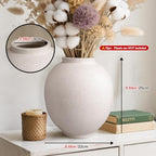 Large Ceramic Vase White Flower Vase,9.8 Inch Tall Big Round Vase - Image 3
