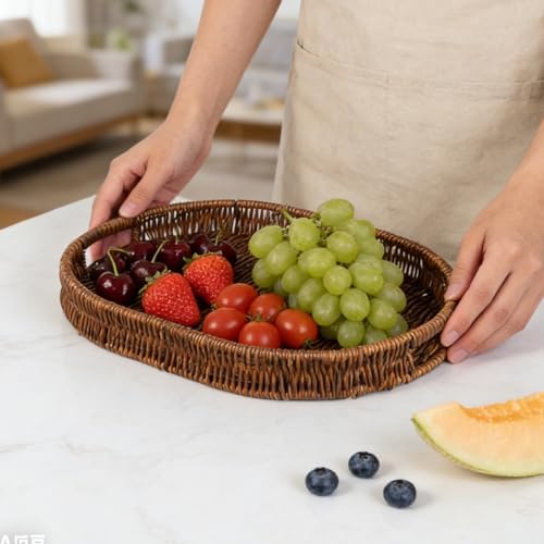 3pcs Woven Serving Trays, Poly Wicker Oval Serving Basket - Image 6