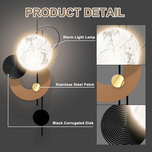 Large Metal Wall Decor with Light Modern Metal Wall Art Voice Controlled Luminescence3D Wall Sculptures Wall Hanging Decoration for Living Room Dinning Room Entryway Kitchen Office (19L“x39"W-Light) - Image 4