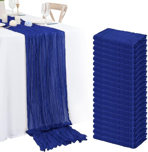 20 Pack Royal Blue Cheesecloth Table Runner 120 Inch 10FT Rustic Boho Gauze Cheese Cloth Table Runner for Wedding Party Baby Shower Thanksgiving Christmas Decoration by Lumaycens