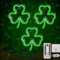 3 Packs St. Patrick's Day Window Lights Decorations with Timer, 8 Modes Green Shamrock Neon Sign with Remote, USB Powered Shamrock String Lights for Home Wall Indoor Outdoor by Tigrelight