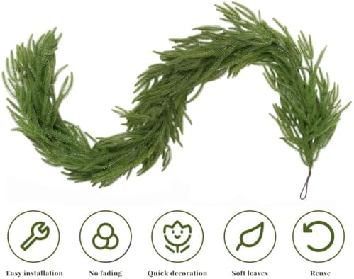2 Pcs 9 FT Christmas Garland, Artificial Norfolk Pine Garland, - Image 3