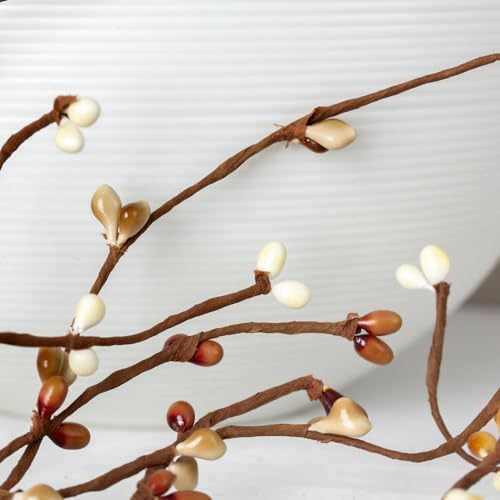 Artificial Caramel & Cream Pip Berry Garland - Year Round Rustic Berries, Farmhouse Home Decor for Table Arrangements, Fireplace Mantel, and Fall Decorations (54" Long) - Image 2