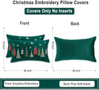 16x26 Pillow Covers Set of 2 Christmas Trees Embroidery Decor - Image 2
