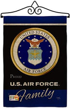 Air Force Proudly Family Burlap Garden Flag - Set Wall Hanger Armed Forces USAF United State American Military Veteran Retire Official - House Banner Small Yard Gift Double-Sided 13 X 18.5 by Breeze+Decor