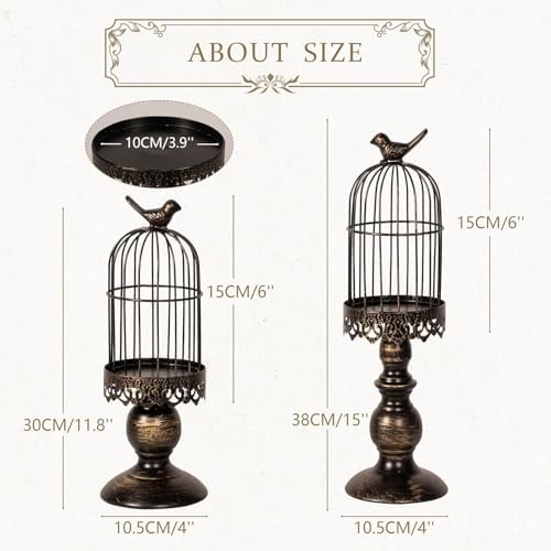 2PCS Iron Birdcage Candle Holder Decorative for Weddings Home Vintage Detachable Centerpieces Tables Hanging Outdoor Indoor Courtyard - Image 2