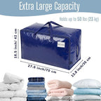 VENO 4 Pack Extra Large Heavy Duty Moving Bags with Wide Opening & Reinforced Handles, Reusable Storage Tote Bags with Strong Zippers for Clothes, College Dorm Essentials & Moving Supplies - Image 4