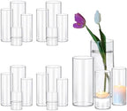 PHOSPHOR 16 PCS Glass Candle Holder, Hurricane Candle Hoder, Glass Pillar Candle Holder, Clear Cylinder Candleholder Cylinder Vase for Centerpieces Wedding Party Decoration by PHOSPHOR