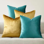 GIGIZAZA Pack of 4 Decorative Velvet Pillow Covers 20x20 Teal Gold by GIGIZAZAFocusingonhomedecoration