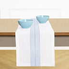 Solino Home 100% Linen Table Runner, 14 x 120 in, Blue and White Striped by SolinoHome
