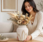 Living Room Decor Flower Vase,Wood Farmhouse Decor Ceramic Vases Aesthetic,Office Flower Pot for Desk, Boho Coffee Table Bookshelf Laundry House Decorations,Kitchen Accessories - Image 5