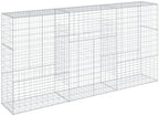 vidaXL Gabion Basket Iron Cage - Silver 118.1"x19.7"x59.1" - -, Tool-Free Assembly, Outdoor Retaining Wall - Image 7