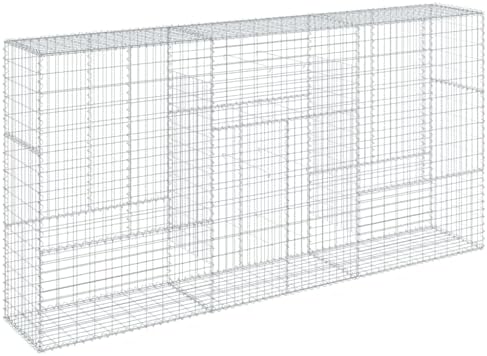 vidaXL Gabion Basket Iron Cage - Silver 118.1"x19.7"x59.1" - -, Tool-Free Assembly, Outdoor Retaining Wall - Image 7