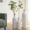 Sziqiqi White Modern Tall Floor Vase, Ribbed Metal Standing Decor, 3Pcs by SZIQIQI