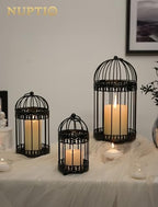 NUPTIO Vintage Bird Cage Lantern, Black Bird Cage Decor Candle Lanterns - Image 2