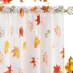 youleyar Fall Curtains for Living Room, 96 Inch Length Rod Pocket Thanksgiving Curtian Panels, Autumn Falling Maple Leaves Window Drapes for Bedroom Dining Room Drapes, 52" W x 96" L by Youleyar
