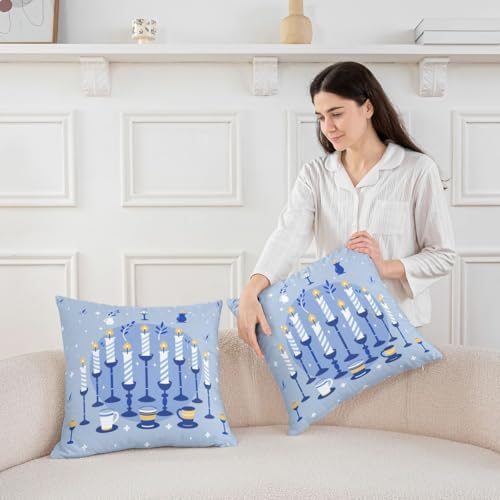 Erosebridal Hanukkah Decorations Throw Pillow Covers 24X24 Set of 2 for Couch Bed Sofa Decor, Happy Hanukkah Chanukah Festival Pillow Covers, Chanukah Party Decorative Cushion Cases - Image 3