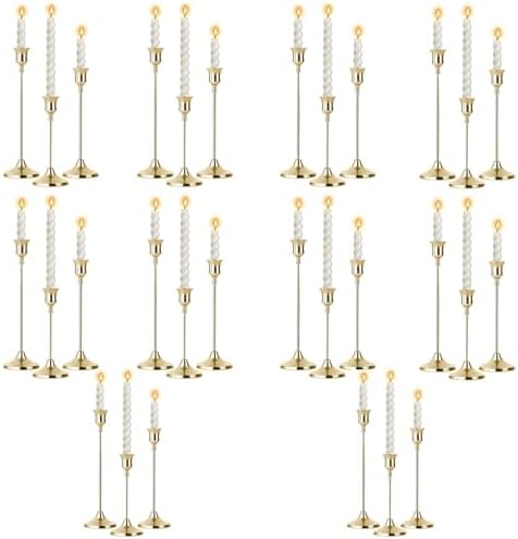 10 Sets Candle Gold Metal Candlestick Holders -Vintage Modern Metal Taper Candle Holders, Decorative Centerpiece for Table Mantel, Wedding Kitchen Home Decor, Wedding Gift,30Pcs by Unknown