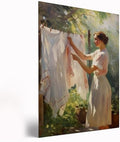 Farmhouse Laundry Wall Art,Woman Clothesline Painting,Clothes on Line Print,Vintage Clothesline Art,Vintage Laundry Room Art Print,Rustic Antique Farmhouse Decor20x30inch Framed Art by Unknown