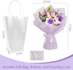 Crochet Flower Bouquet, Purple Handmade Knitted Flowers with Card - Image 2