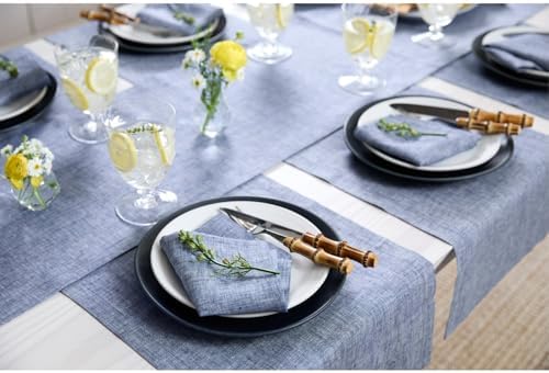 Solino Home 100% Pure Linen Placemats Indigo, Athena 14 x 19 in, Set of 4 - Image 3