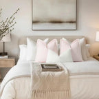 ZWJD Throw Pillow Covers 18x18 Set of 2 Striped Pillow Covers with Fringe Chic Cotton Decorative Pillows Square Cushion Covers for Sofa Couch Bed Living Room Farmhouse Decor (Pink) - Image 3