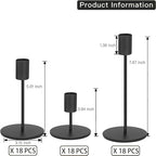 Black Candlestick Holders Bulk for Taper Candles Decorative Metal Candelabra Candle Holders Fit 0.8 Inch Diameter Candles Gold Taper Candle Stands for Wedding Home Party Table Decor (Set of 54) - Image 2