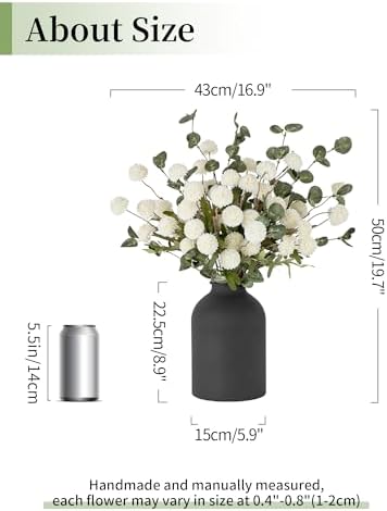 BLOSMON Fake Mum Flowers in Vase, White Dining Table Centerpiece Decor - Image 3