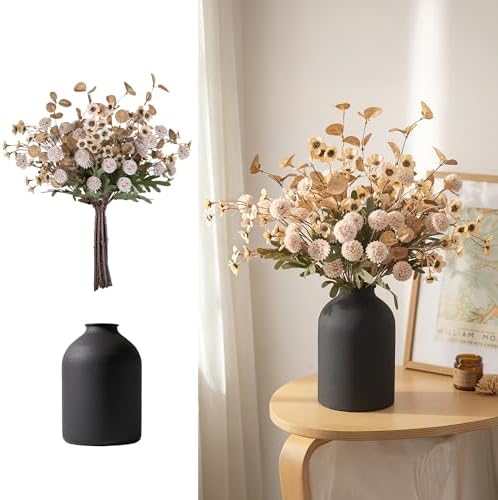 BLOSMON Beige Faux Flowers in Vase for Dining Table Centerpiece Decor by Blosmon
