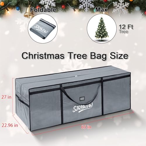 Extra Large Christmas Tree Storage Bag 12 ft for Xmas Trees - Grey - Image 3