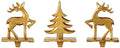 Glitzhome Polyresin Christmas Stocking Holders Set of 3 Golden Tree and Reindeer Mantel Decor with Non-Slip Metal Base for Holiday Fireplace Indoor Decoration by Glitzhome