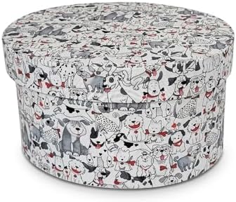 Sarah's Hat Boxes – Dogs Print Decorative Gift Box | Elegant Reusable Storage Boxes for Gifts, Keepsakes, Jewelry, or Special Items | Unique Printed Design by SarahsHatBoxes