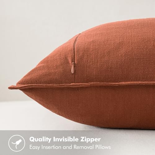 MIULEE Decorative Linen Pillow Covers 20x20 Inch Rust - Image 3