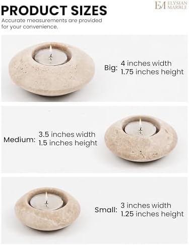 Tea Light Candle Holders Set of 3 – Handcrafted Natural Marble Tealight & Votive Holders in Graduated Sizes (4", 3.5", 3"), Decorative Stone Candle Holders for Home Décor & Table Centerpieces - Image 6