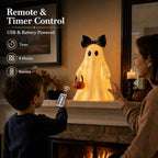 14 in Large Lighted White Ghost Figurine with Pumpkin Lantern&Remote Timer - Image 4