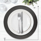 Morgan Faux Leather Round Set of 12 Placemats, 15", Black, Heat Resistant, Stain Resistant, Non-Slip, Reversible, Durable Table Mats for Kitchen, Dining Table, Indoor Washable Use - Image 3