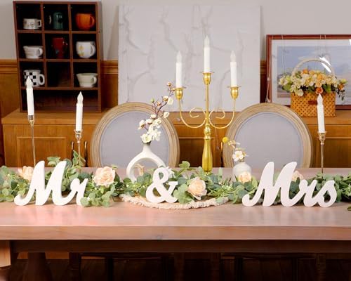 Canlierr 2 Pcs Large Mr & Mrs Sign with Artificial Flower Garland,Champagne - Image 4