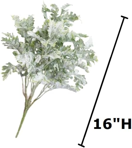 Artificial Dusty Miller Bush – 16" Faux Greenery Summer & Everyday Décor - Image 2