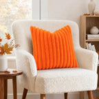 decorUhome Fall Faux Fur Throw Pillow Covers 24x24 Set of 2 Orange - Image 4