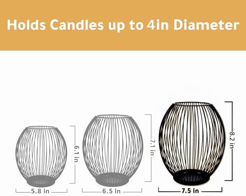 OLEEK Large Metal Candle Holder - Outdoor Lanterns for Patio - Iron Candle Holder - Decorative Candle Holders for Pillar Candles - Table Candles Holders Decor - Iron Candle Stands - Candles Holder - Image 3