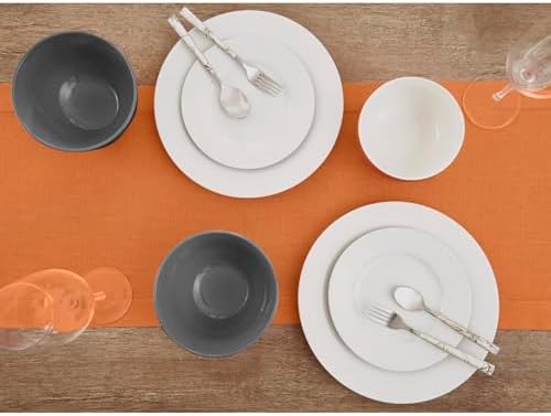 Solino Home 100% Pure Linen Table Runner Pumpkin Hemstitch, 14 x 144 in - Image 3