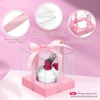 Gerrii 100 Pcs Clear Plastic Individual Cupcake Boxes 3.5" Single Cupcake Containers Transparent Ornament Gift Box with Inserts and Ribbon for Wedding Baby Shower Party Favor(Pink and Hot Pink) - Image 3