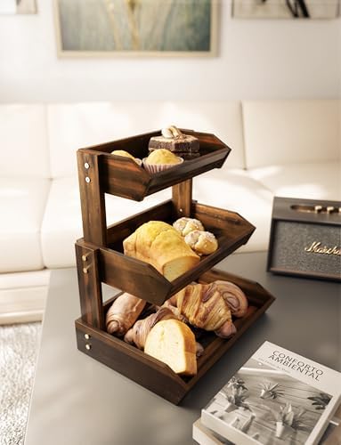 HOLANA Acacia 3 Tier Fruit Basket, Sturdy, Easy Assembly (Walnut color) - Image 6
