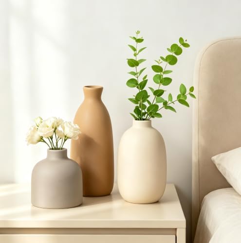 Modern Ceramic Vase Set of 5, Vases Home Decor Rustic Farmhouse Decorative - Image 7