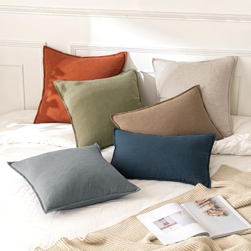 MIULEE Decorative Linen Euro Sham Pillow Covers 26x26 Burnt Orange - Image 5