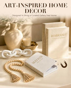 5Pcs Set of 3 Decorative Books, Wood Chain Link Decor & Bead Garland - Image 4