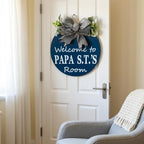Grandparent welcome sign Grandparent door sign Nana & PopPop's house decor Grandma's garden Grandkids welcome (UV61-Navy Papa's Room, 11" Width) - Image 2