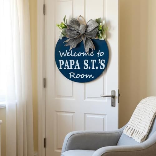 Grandparent welcome sign Grandparent door sign Nana & PopPop's house decor Grandma's garden Grandkids welcome (UV61-Navy Papa's Room, 15" Width) - Image 2